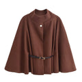 Women's Black Belt Cape Coat 2025