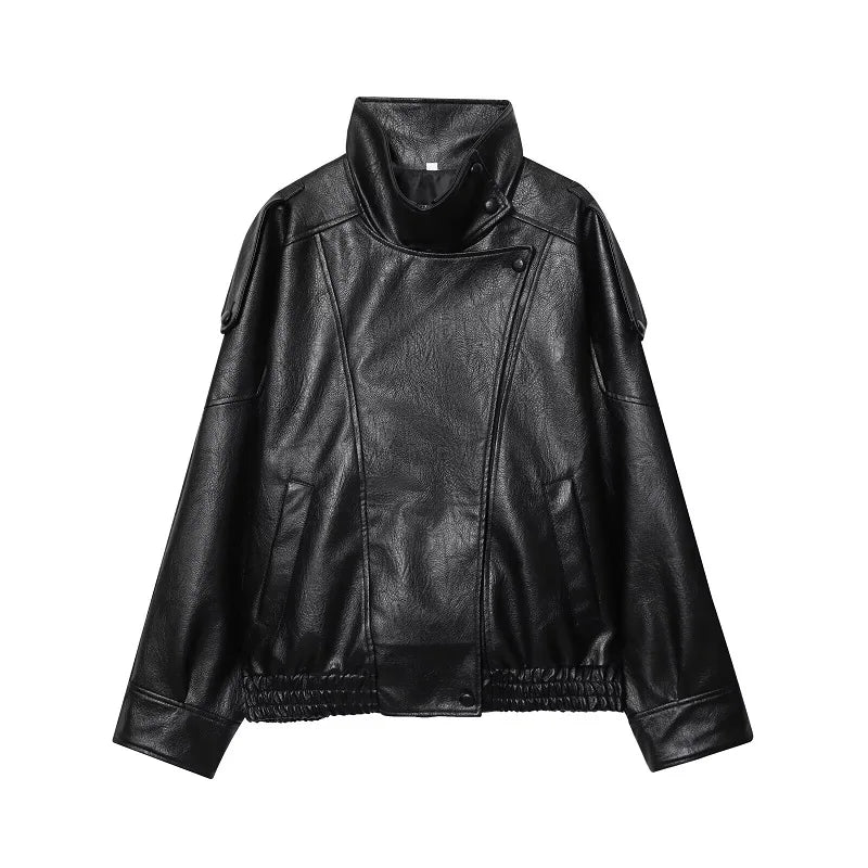 Women's Faux Leather Bomber Jacket