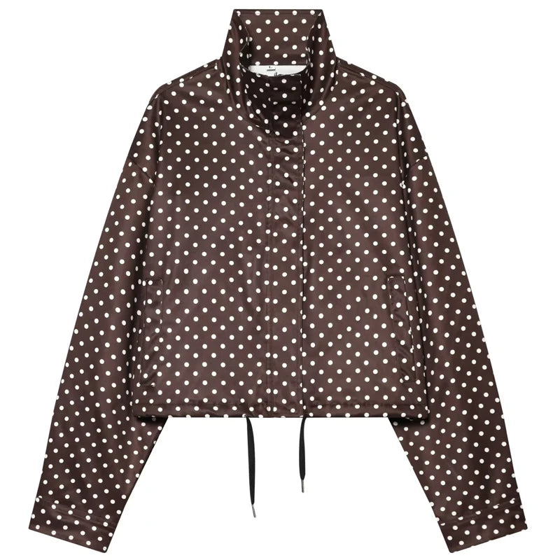 Z-Axis Polka Dot Bomber Jacket – Women's Oversized Streetwear Coat