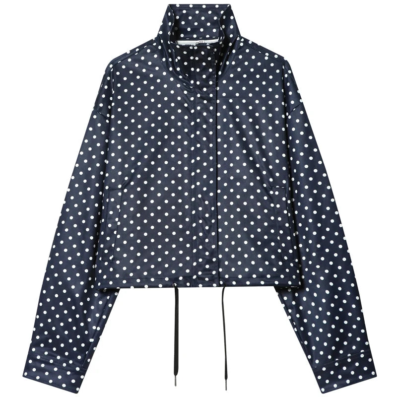 Z-Axis Polka Dot Bomber Jacket – Women's Oversized Streetwear Coat
