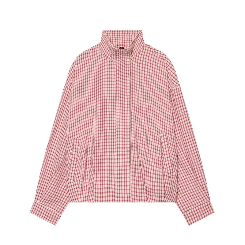 Women's Plaid Bomber Jacket