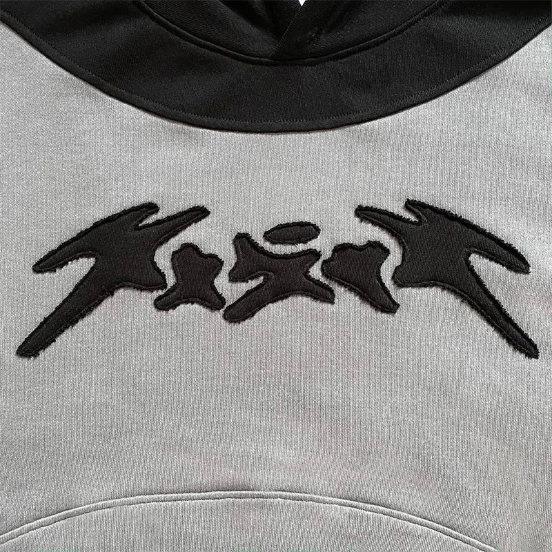 Z-Axis Color Block Embroidered Hoodie – Women's Oversized Streetwear