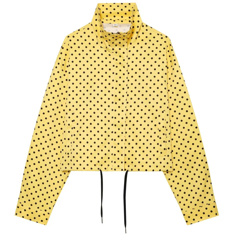 Z-Axis Polka Dot Bomber Jacket – Women's Oversized Streetwear Coat