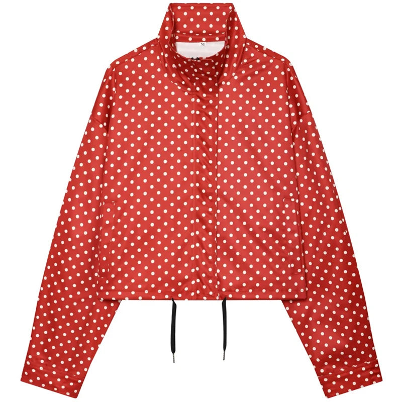 Z-Axis Polka Dot Bomber Jacket – Women's Oversized Streetwear Coat