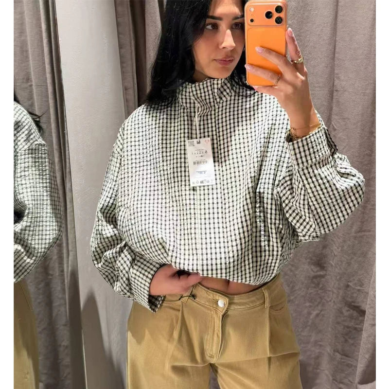 Women's Plaid Bomber Jacket