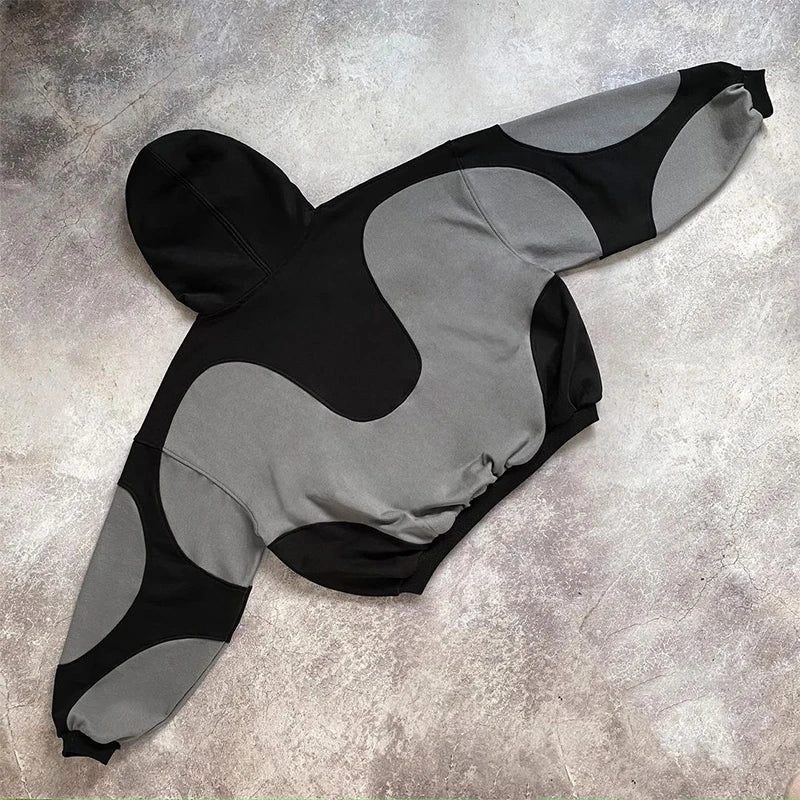 Z-Axis Color Block Embroidered Hoodie – Women's Oversized Streetwear
