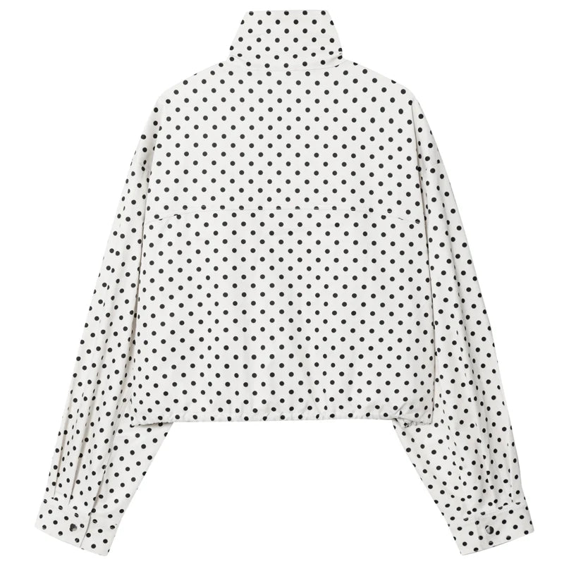 Z-Axis Polka Dot Bomber Jacket – Women's Oversized Streetwear Coat