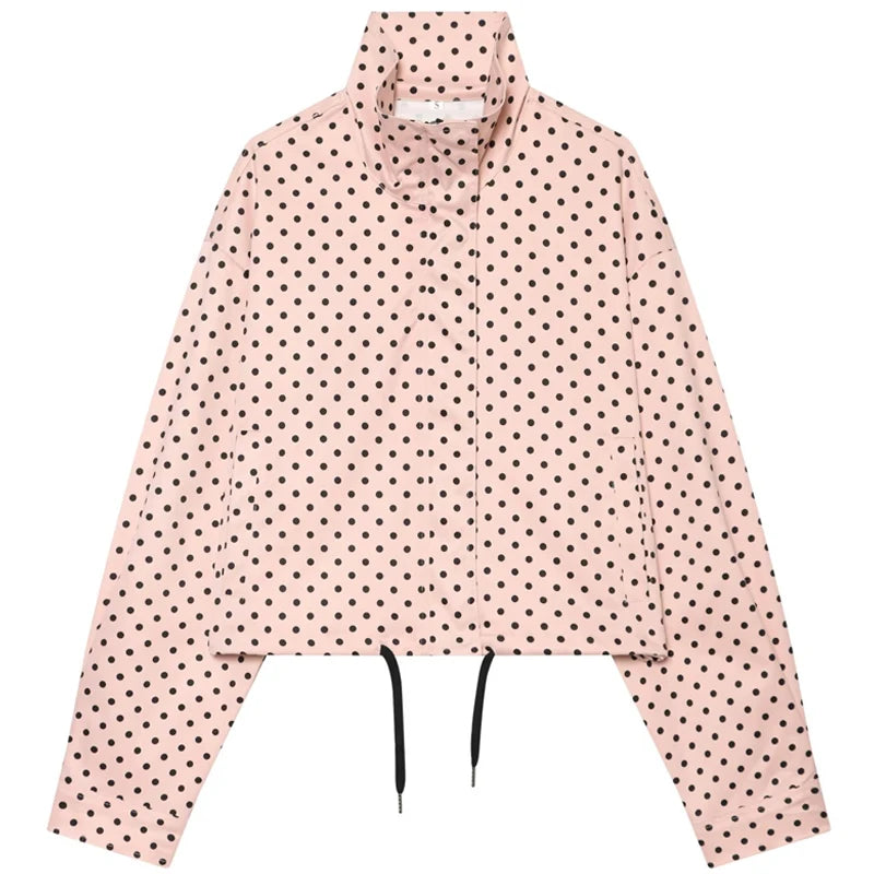 Z-Axis Polka Dot Bomber Jacket – Women's Oversized Streetwear Coat