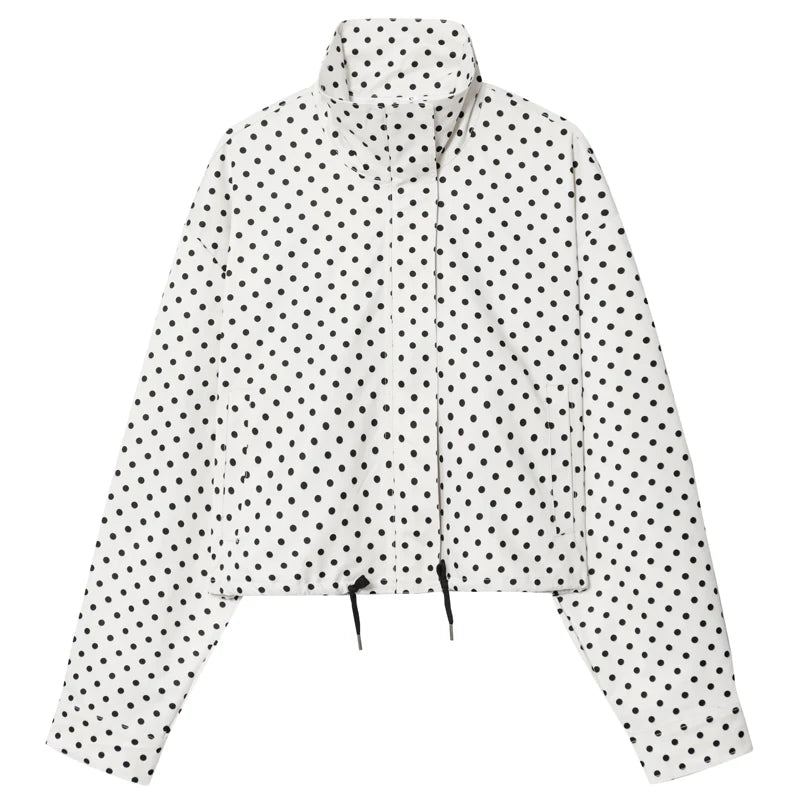 Z-Axis Polka Dot Bomber Jacket – Women's Oversized Streetwear Coat
