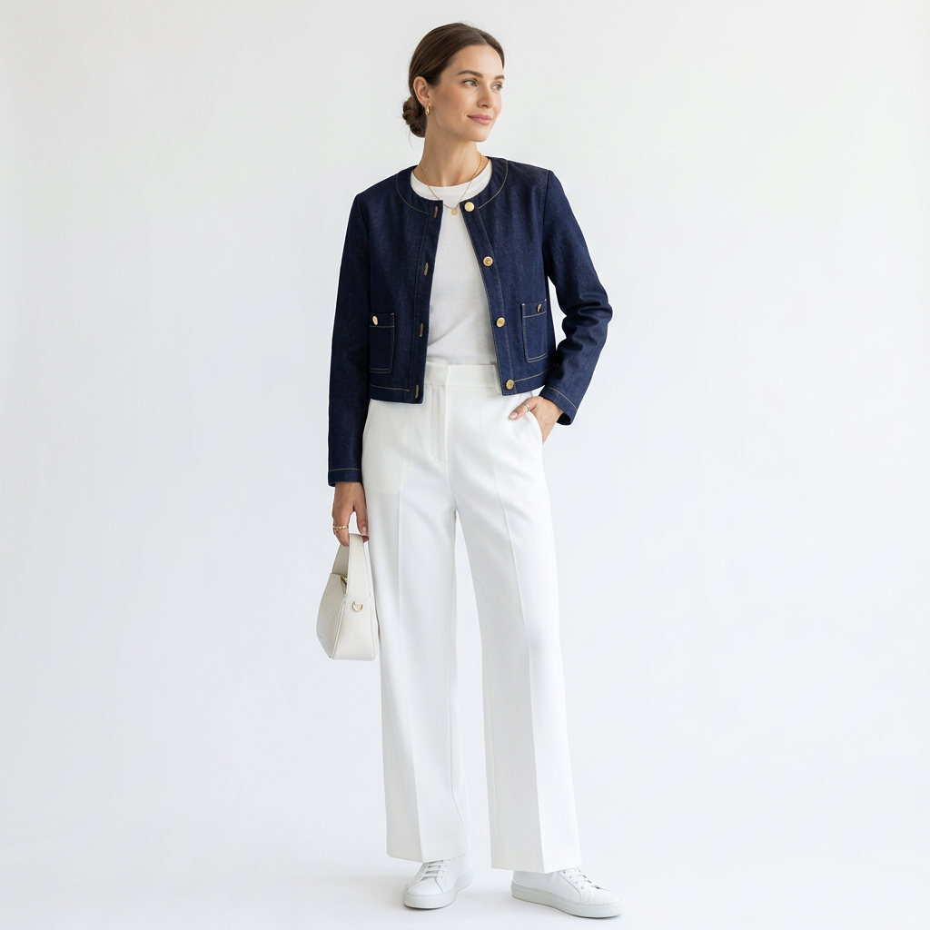 Z-Axis Denim Two-Piece Set – Women's High Waist Wide Leg