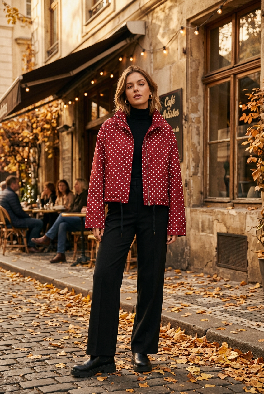 Z-Axis Polka Dot Bomber Jacket – Women's Oversized Streetwear Coat
